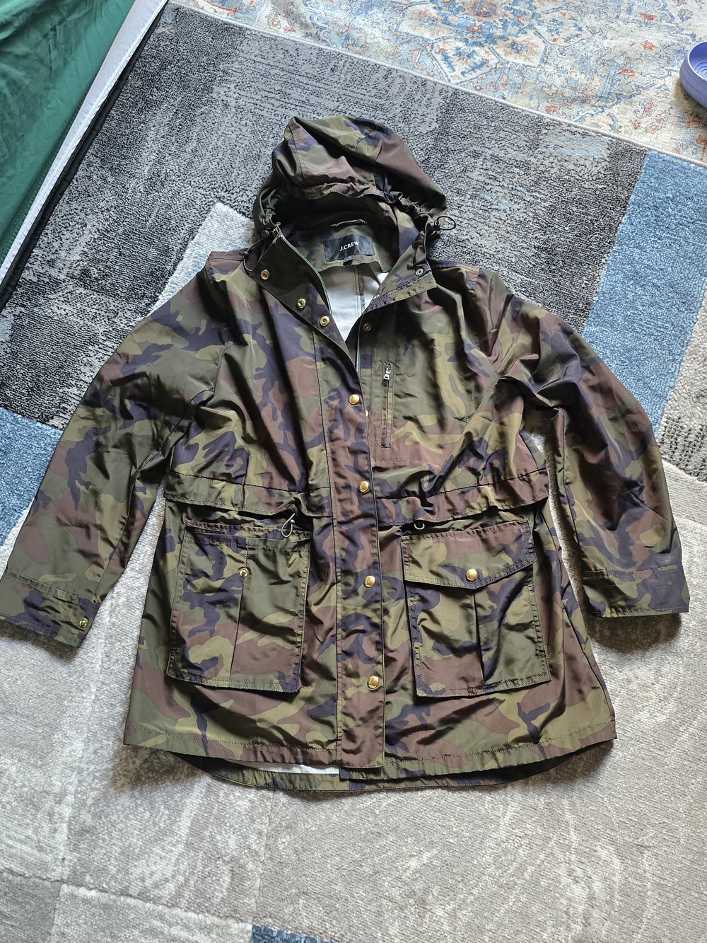 J.Crew Camo Lightweight Field Anorak Jacket with Hood - Camouflage (Medium)